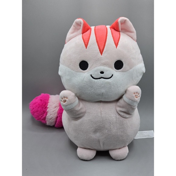 Honeymaru Other - Honeymaru KitCat Mochi Kawaii Pink Kitty Cat Plush Anime Furry Striped Tail 11"